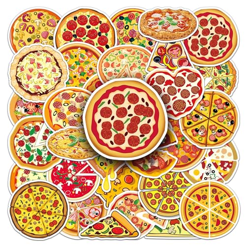 50PC Pizza Stickers Pack - Waterproof Vinyl Decals for Kids & Teens