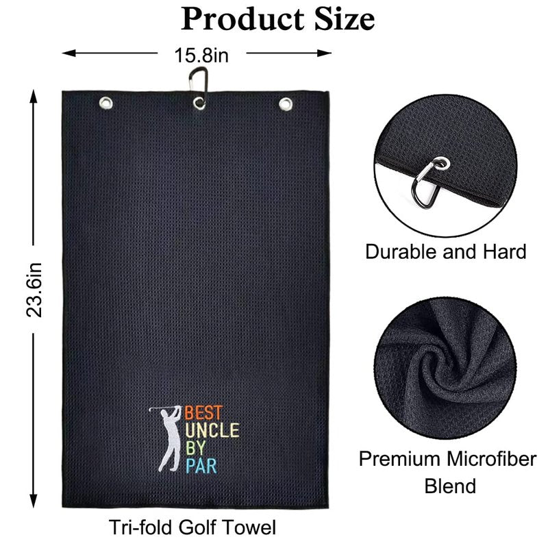 DYJYBMY Best Uncle by Par Embroidered Golf Towel with Clip, Funny Golf Accessories for Men, Father's Day Appreciation Gifts for Uncle Dad Husband Grandpa, Birthday Retirement Gifts for Golfer Family