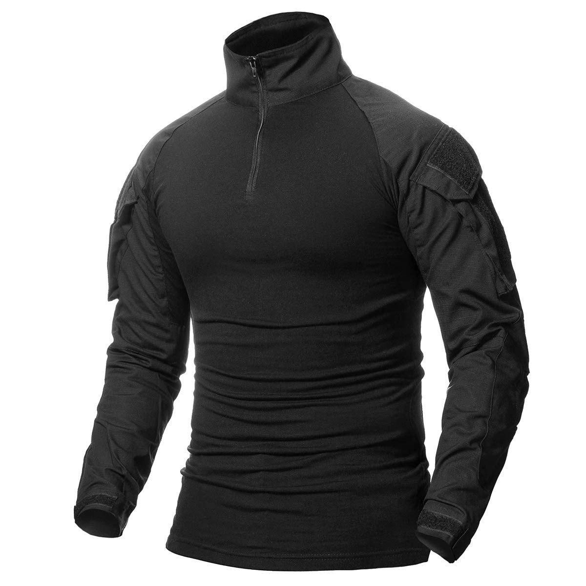 CARWORNIC Men's Tactical Combat Shirt, 1/4 Zipper Long Sleeve Camo Army Military T Shirt