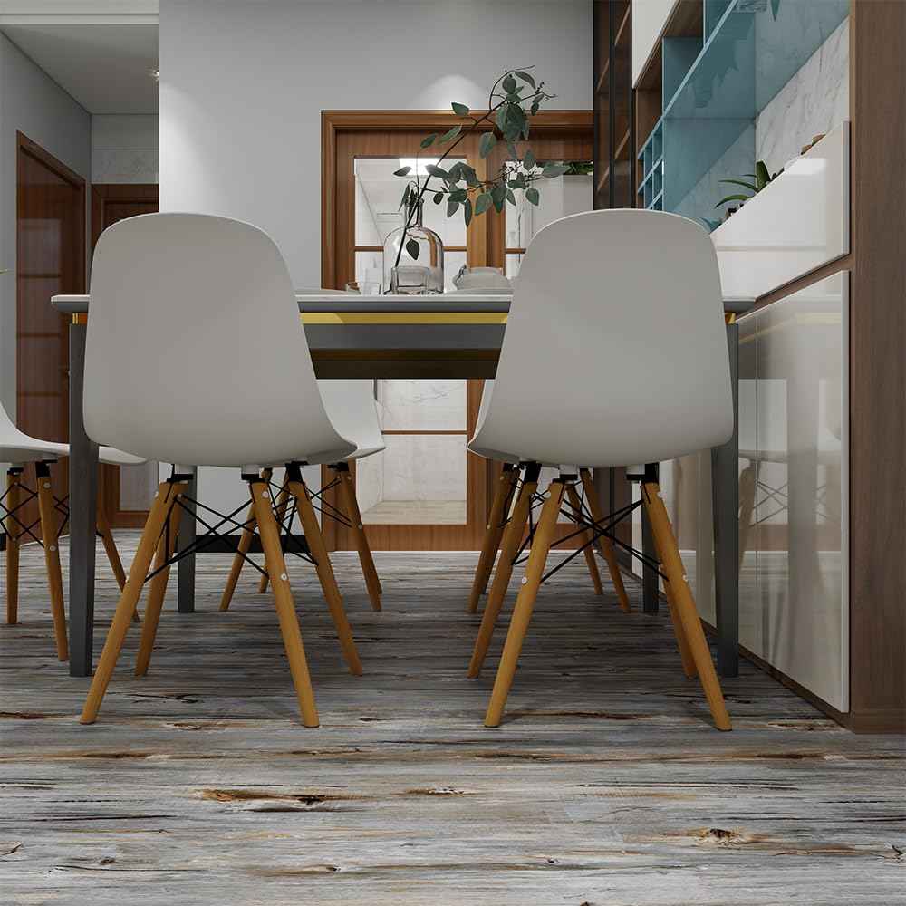 auxua Wood Grain Peel and Stick Floor Tiles – 11.8” Width, Full Roll Length of 118" – Versatile Design for Any Space, Sunwashed Blue Self Adhesive Vinyl Flooring, Waterproof and Non-Slip Features