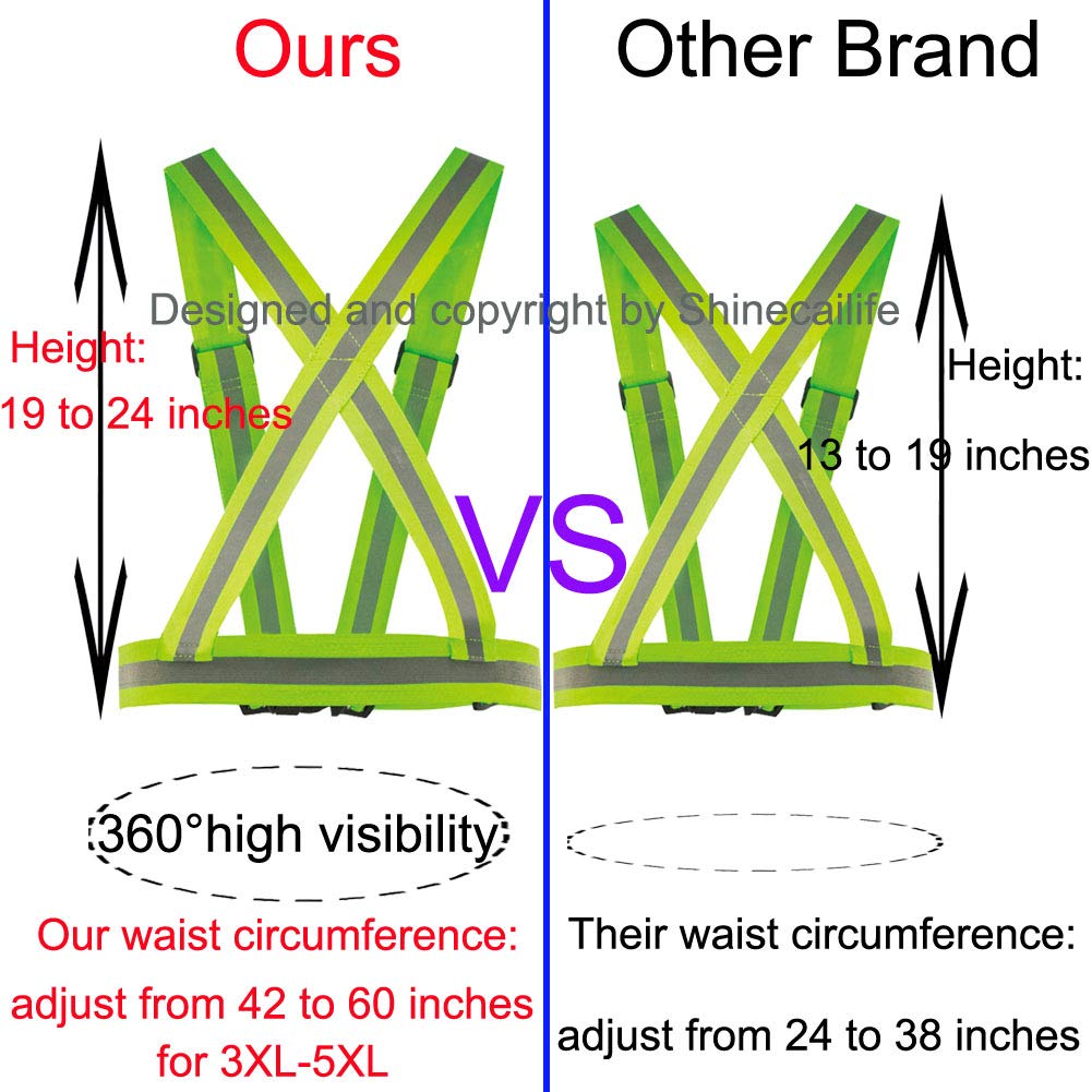 Shinecailife 2" Wider Reflective Safety Vest,60% More High Visibility for Running,Construction,Walking Women Men,Adjustable