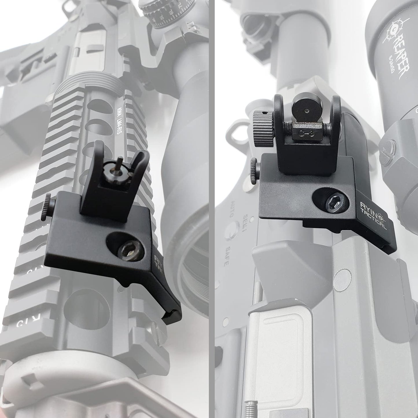 AYIN Tactical Flip Up Iron Sights for Rifle, Rapid Transition Backup Front and Rear Iron Sight, Picatinny Rail and Weaver Rail (45 Degree Offset Sight)
