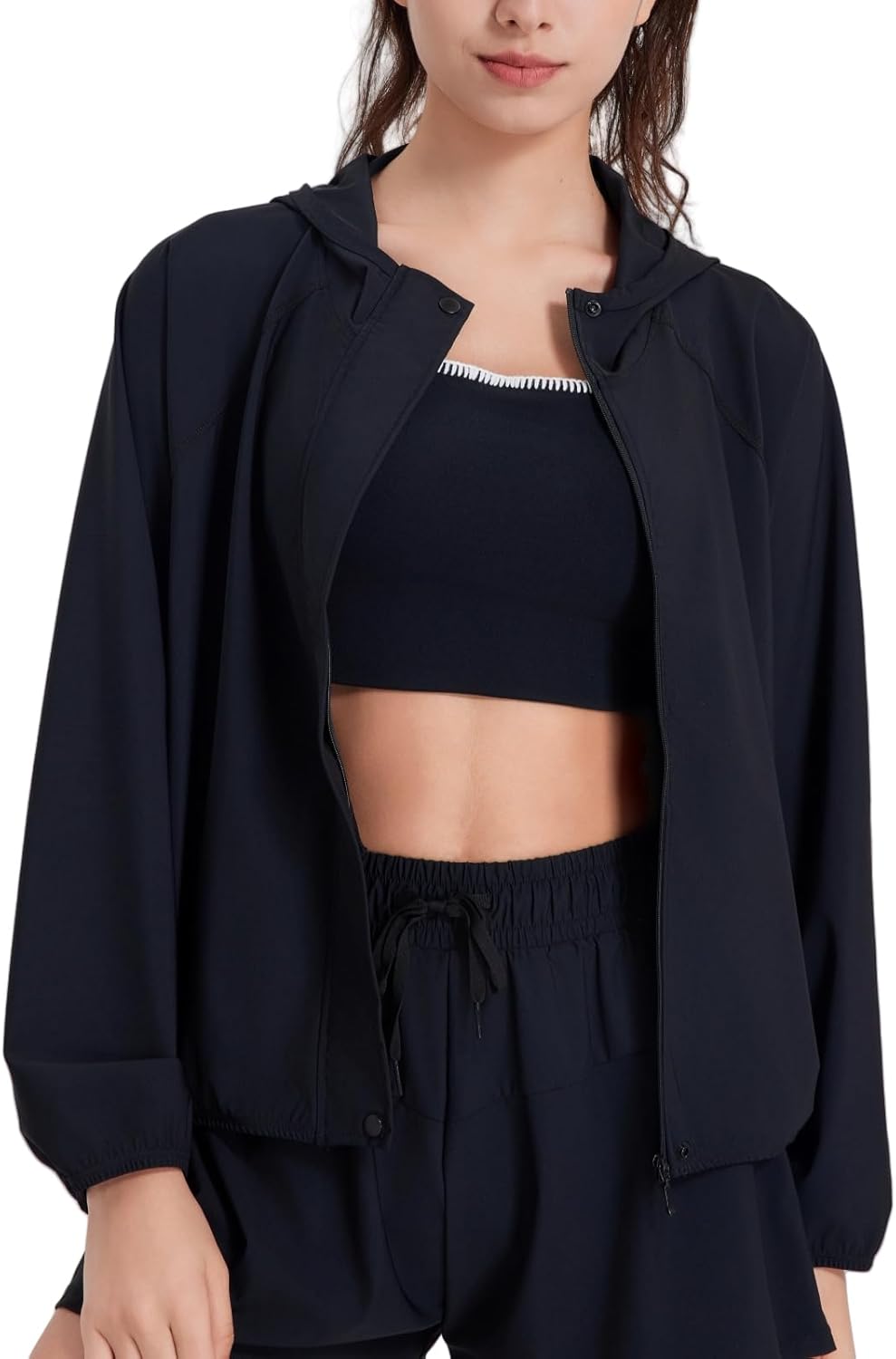 Altiland Lightweight Workout Hooded Jacket - UPF 50+ Full Zip Athletic Gym Jacket for Women with Pockets