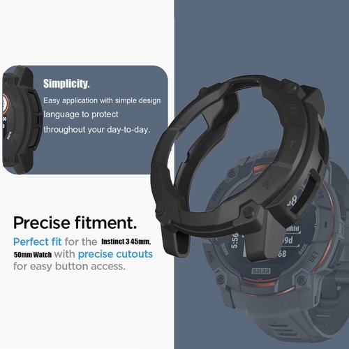 Compatible for Garmin Instinct 3 Case with Band, Classic Watch Bands with Case Cover Compatible for Garmin Instinct 3 45mm, 50mm Watch (Black case+Black band, for Instinct 3 50mm)