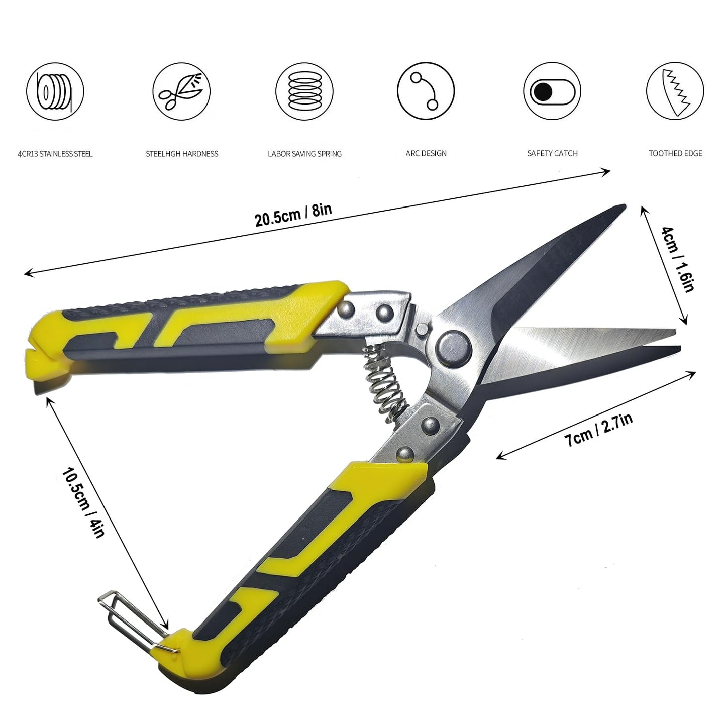 TOOLMAK Heavy Duty Industry Scissors 8.7 Inch Aviation Tin Snips Straight Metal Cutter with Comfort Grip and Stainless Steel Blades Multifunction Cutting