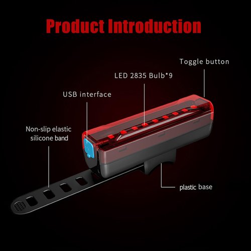 Bike Rear Light, USB Rechargeable 40H Long Runtime Taillight, Bright LED Bicycle Rear Light, 5 Modes, IPX5 Waterproof Bike Lights for Night Riding