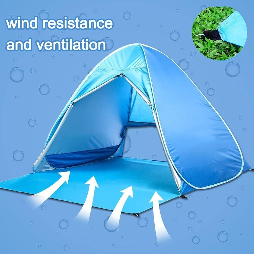 Skiennix Pop Up Beach Tent - UPF 50+ Sun Shelter for 2-3 People | Ideal for Camping, Fishing, and Picnics (Blue)