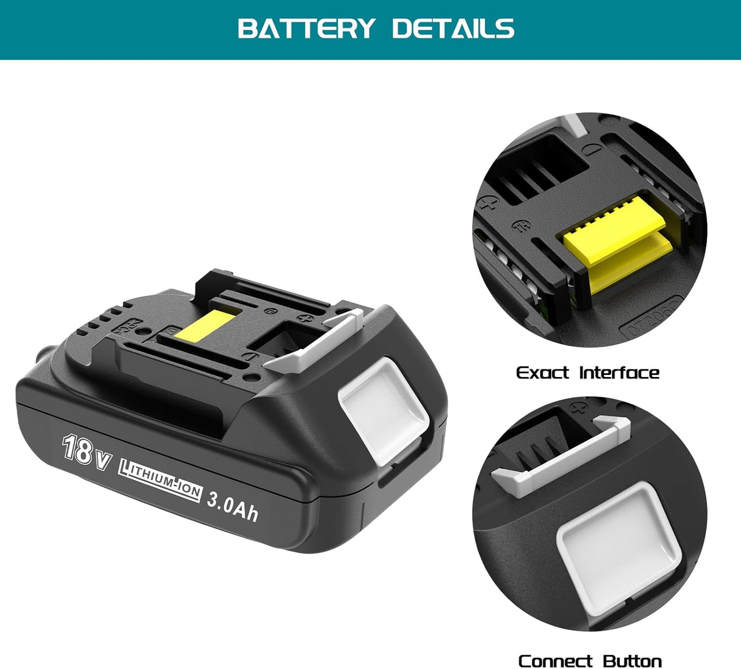 Makita 18V Battery Replacement - 2 Pack 3.0Ah BL1815 BL1840B for Cordless Tools