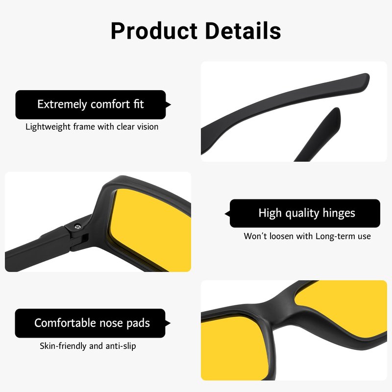 ANRRI Night Vision Sports Sunglasses for Men Driving Sunglasses Lightweight Tr90 Frame for Cycling Fishing Running UV400 Protection