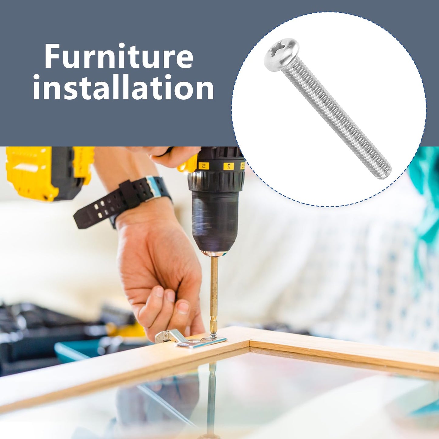 QISHENG 100 PCS #6-32X1-1/2(1.5 inch) Stainless Steel Phillips Pan Head Machine Screws,DIY,Repair,Install Furniture and Electrical Appliances Screwss,Stainless Steel 18-8 A2(304) Screw