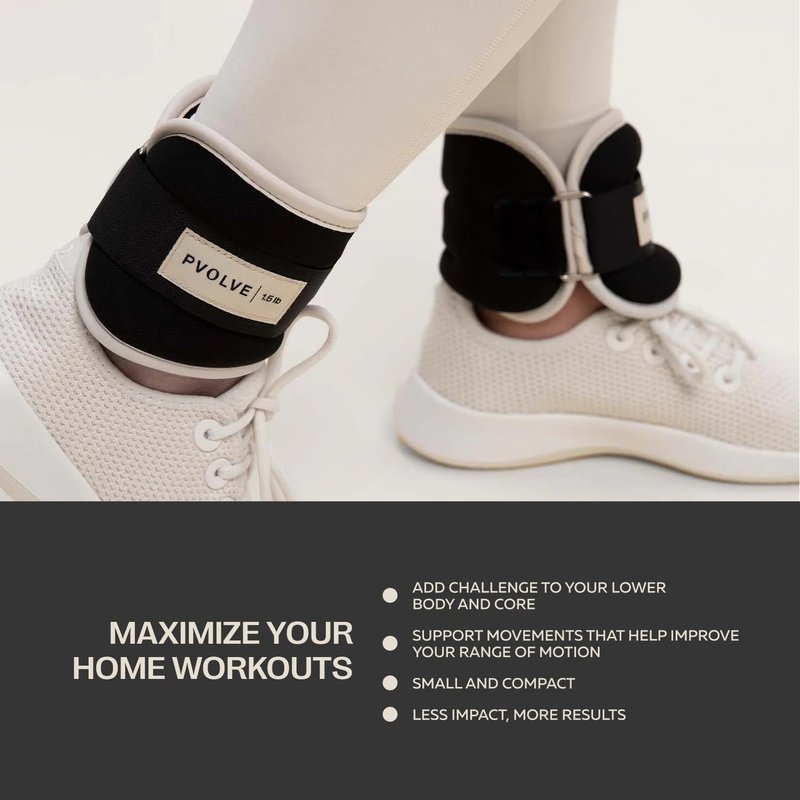 Pvolve 1.5lb Adjustable Ankle Weights for Men & Women, Wrist or Ankle Weights, Tone and Sculpt Your Body, Legs & Core, Used for at Home Workouts, Walking, Dancing or Pilates, 1 Pair