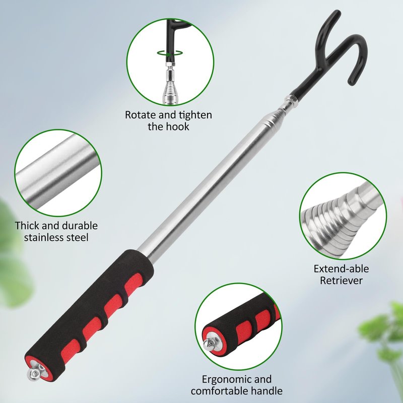 Bgzdxhxyr Disc Golf Retriever Pole, 10 Foot Extendable Pole with 3 Hooks, Disc Golf Retriever Accessories to Retrieve Discs in Water, Trees, Bushes, Rocks