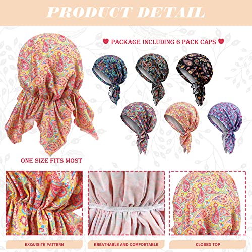 Geyoga 6 Pcs Chemo Headwear for Women - Vivid Color Stylish Turbans