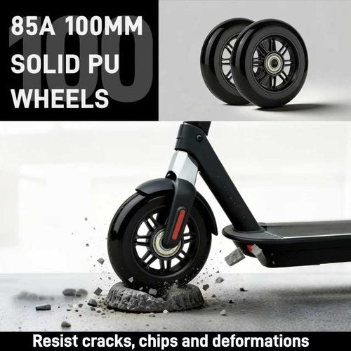VORTRACK Pro Kick Scooter Replacement Wheels 100mm Pair - High-Speed Smooth Bearings Installed, Heavy Duty PU Wheels for Universal Scooter Repair (Black)