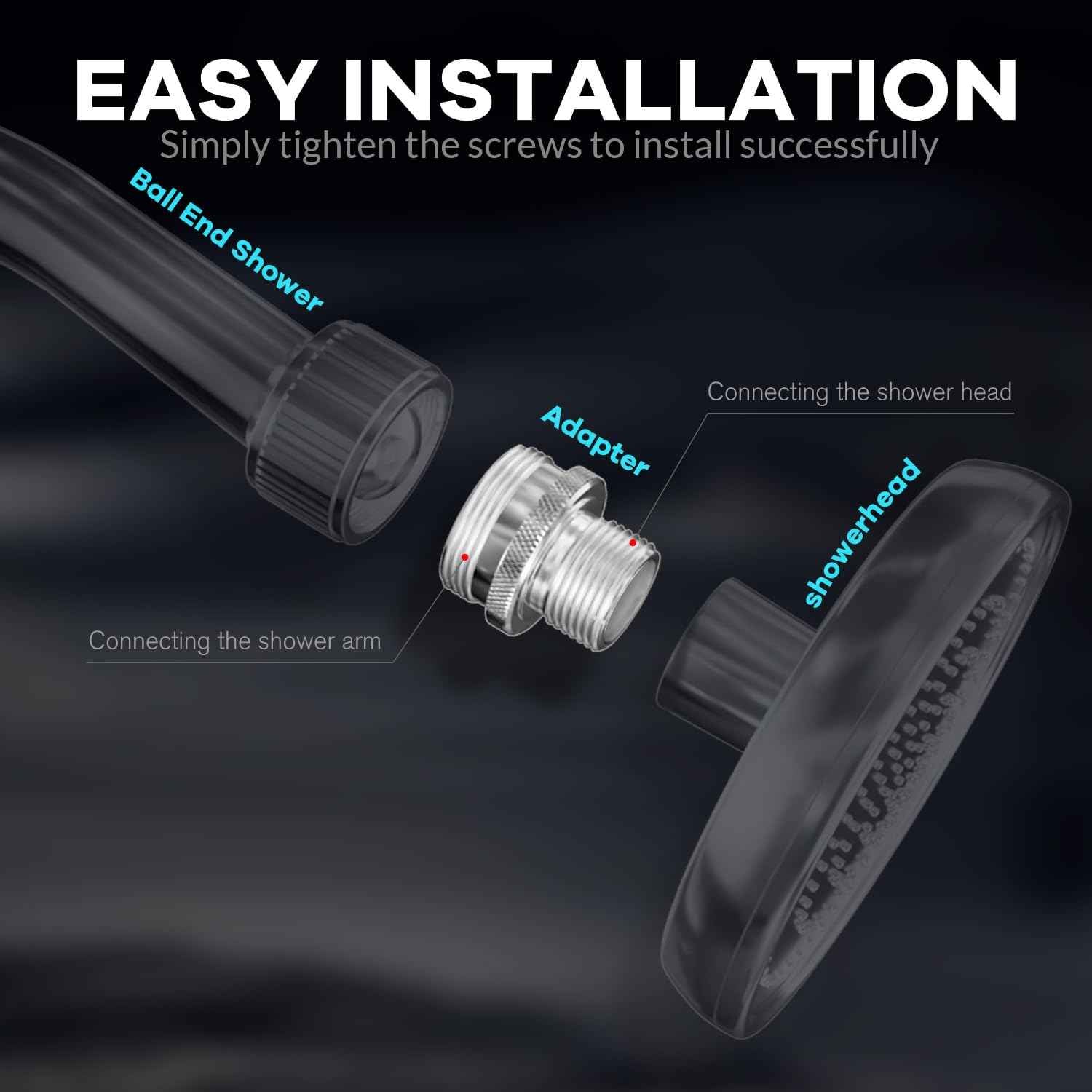 Ball End Shower Arm Adapter 1/2 Inch Male Pipe Thread Old Style Head Convert to fit standard shower head 14UN 16UN is Suitable for Most Old-Fashioned Ball Head Shower Arms (3PCS)