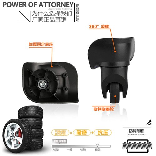 (Set of a Pair) 360 Degree Swivel LuggageMute Wheel Suitcase Replacement RepairWheels Parts Spinner (DiLong W160#)
