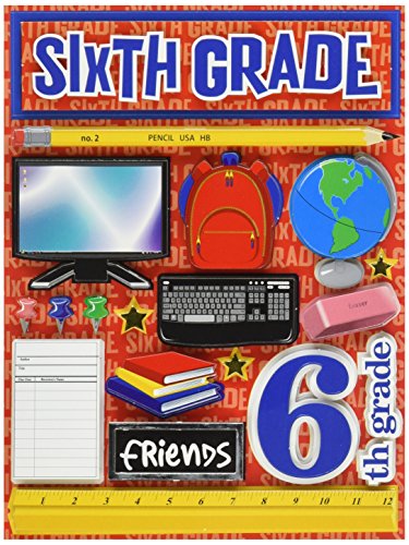 3D Sixth Grade Scrapbook Sticker - Acid Free Self-Adhesive
