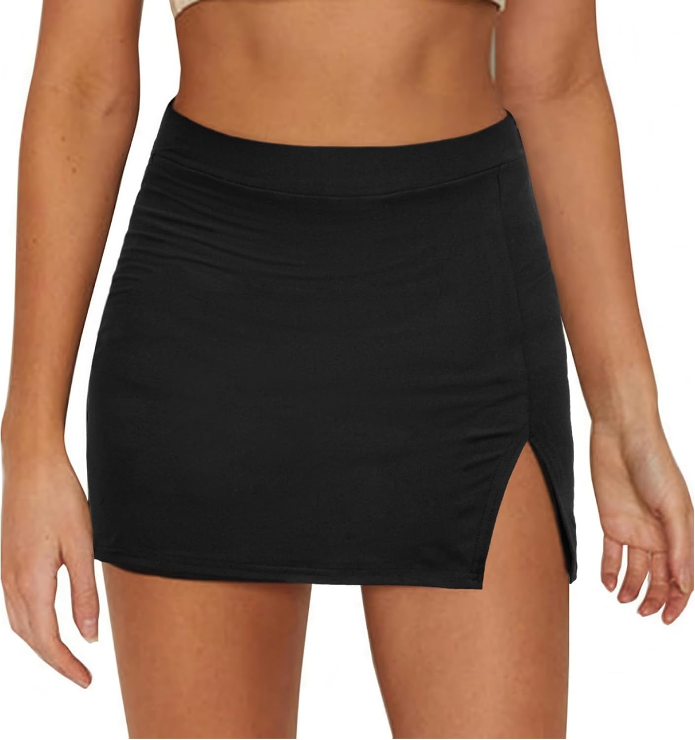 Skiennix Women's Mini Skorts - Sexy Mid-Waisted Bodycon Design with Side Split | Trendy 2026 Style