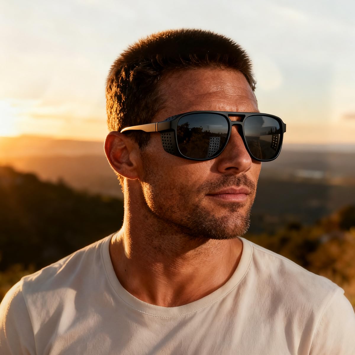 AWGSEE Retro Polarized Sunglasses for Men Women Vintage Lightweight Steampunk Sun Glasses Gothic Goggles UV400 Protection