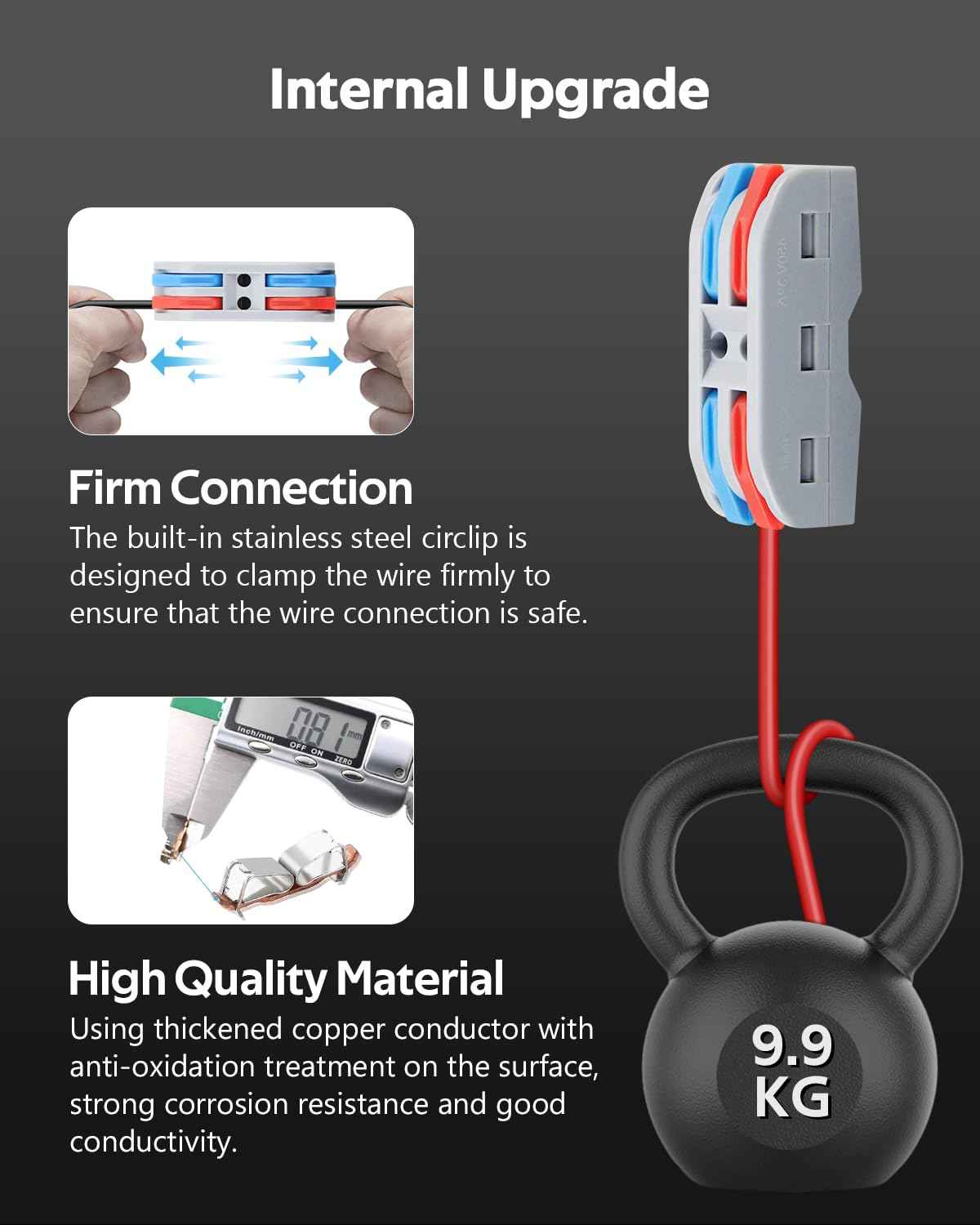 ALITOVE 50pcs Electrical Connectors Push in Lever Nuts Quick Connect 2 Wire Splice Kit Compact Inline Terminals for Wire Splicing Project, 28-12 AWG, 2 in 2 Out