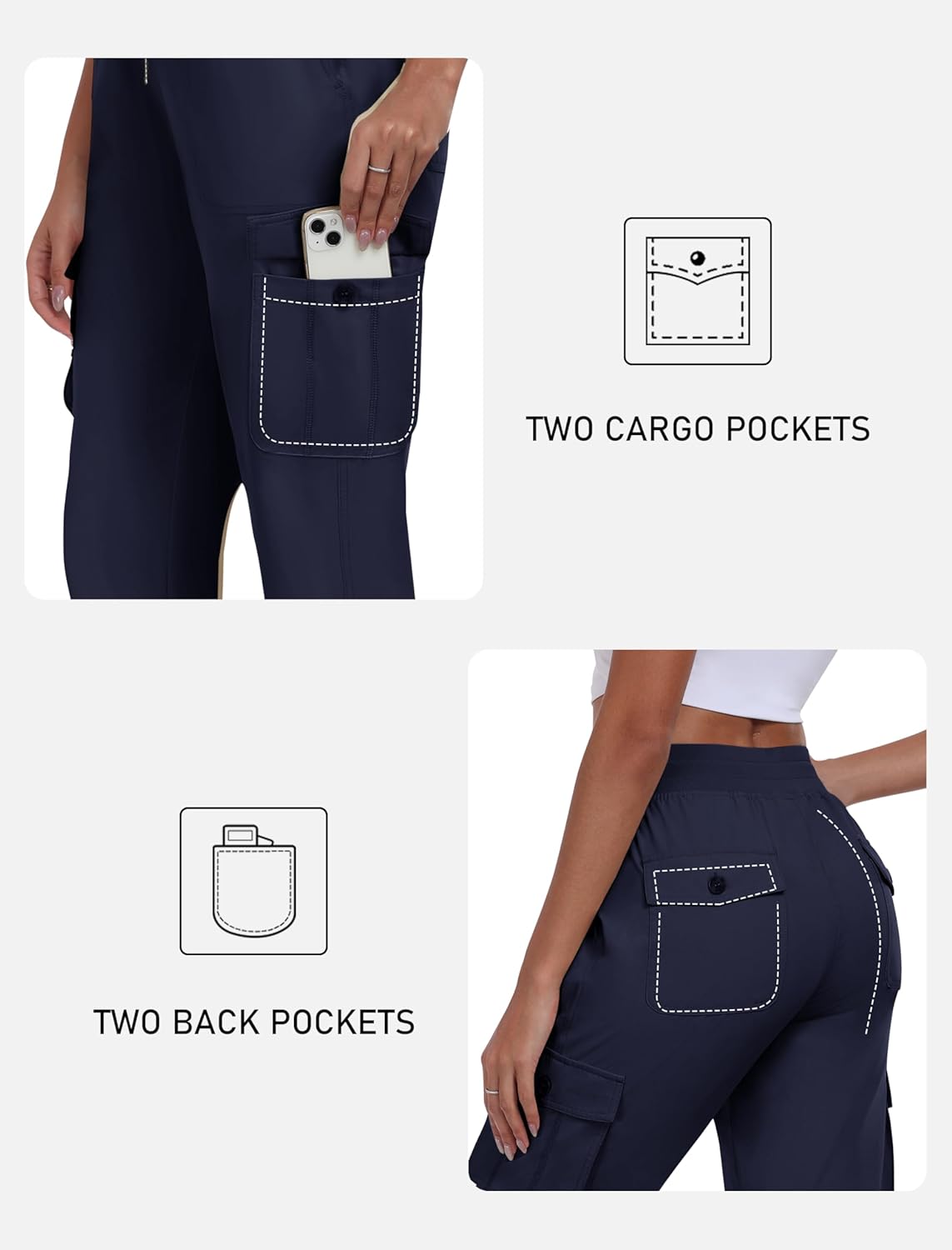 MoFiz Women's Cargo Capris Pants - Lightweight Quick-Dry Travel & Hiking Pants with Pockets