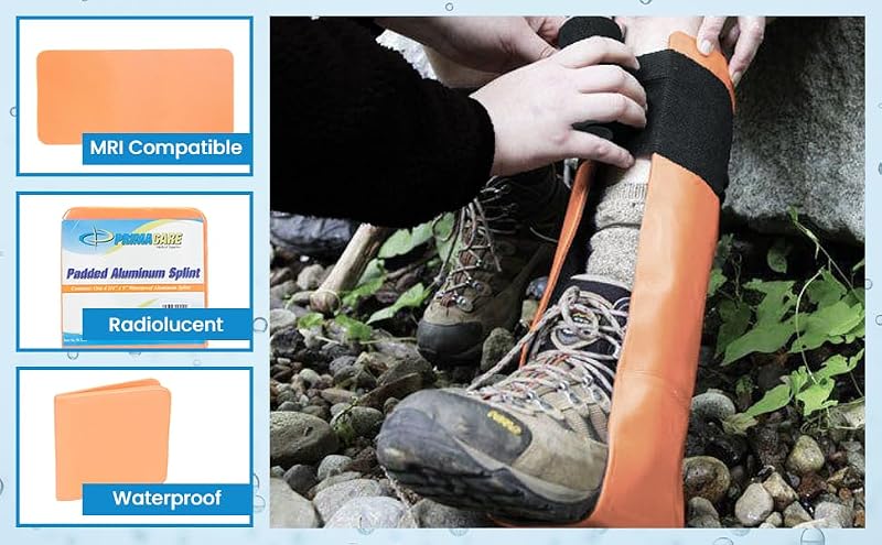 Padded Aluminum Medical Splint - 9 Inch Waterproof Emergency Support