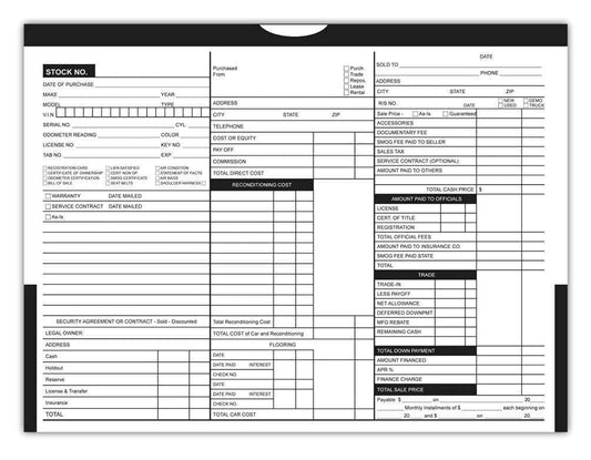 Printed Color Top Detailed Deal Jackets (100 per pack) - Vehicle Dealer Envelopes (Black)