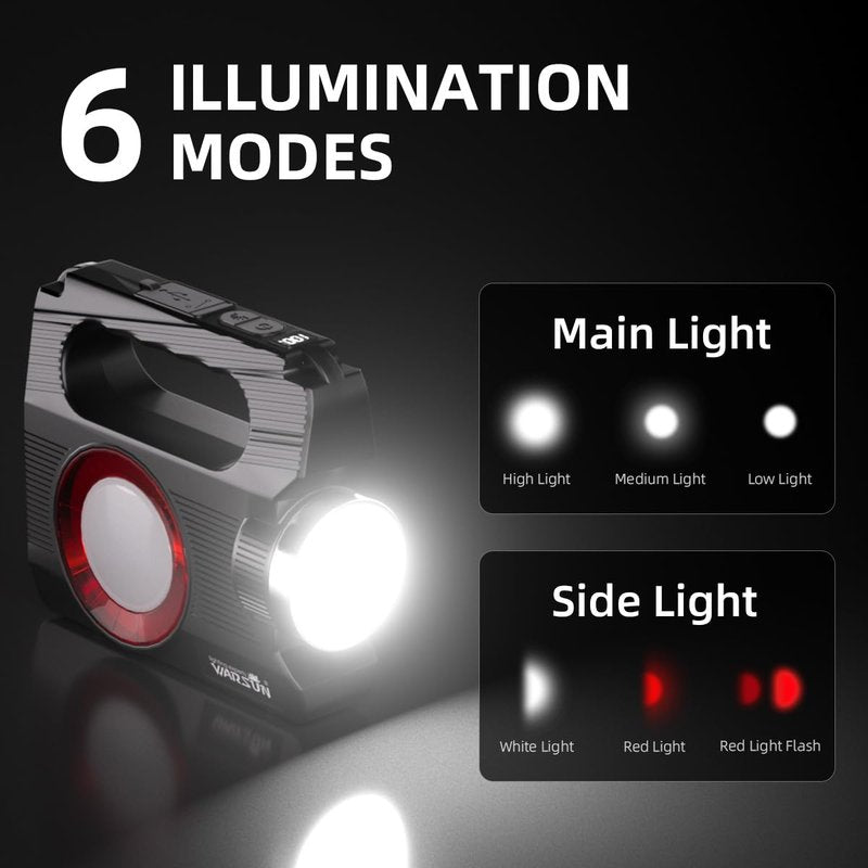 WARSUN Hand Crank Solar Powered Flashlight, Emergency Rechargeable LED Flashlight, Survival Flashlight with 6 Modes, 600 Lumens, Up to 20 Hours of Runtime, Great for Outdoor, Camping, Hiking, Fishing