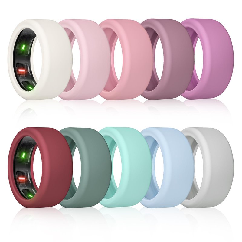 NewJourney 10 Pack Cover Compatible with RingConn Gen 2, Anti-Scratch Elastic Silicone Protector for Ring Conn Gen 2 Air (S, 10 Colors-2)