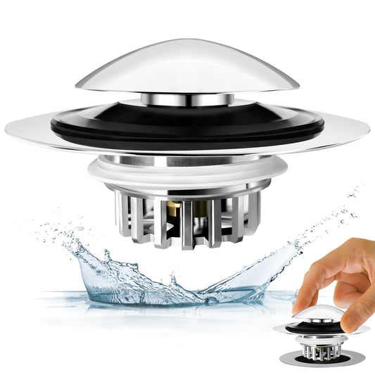 BAOLSLS Bathtub Drain Stopper, Pop Up Tub Drain Hair Catcher, Bath Tub Drain Plug and Cover for 1.45-1.8in Drain Hole, Replaces Lift and Turn, Tip Toe or Trip Lever, Silver