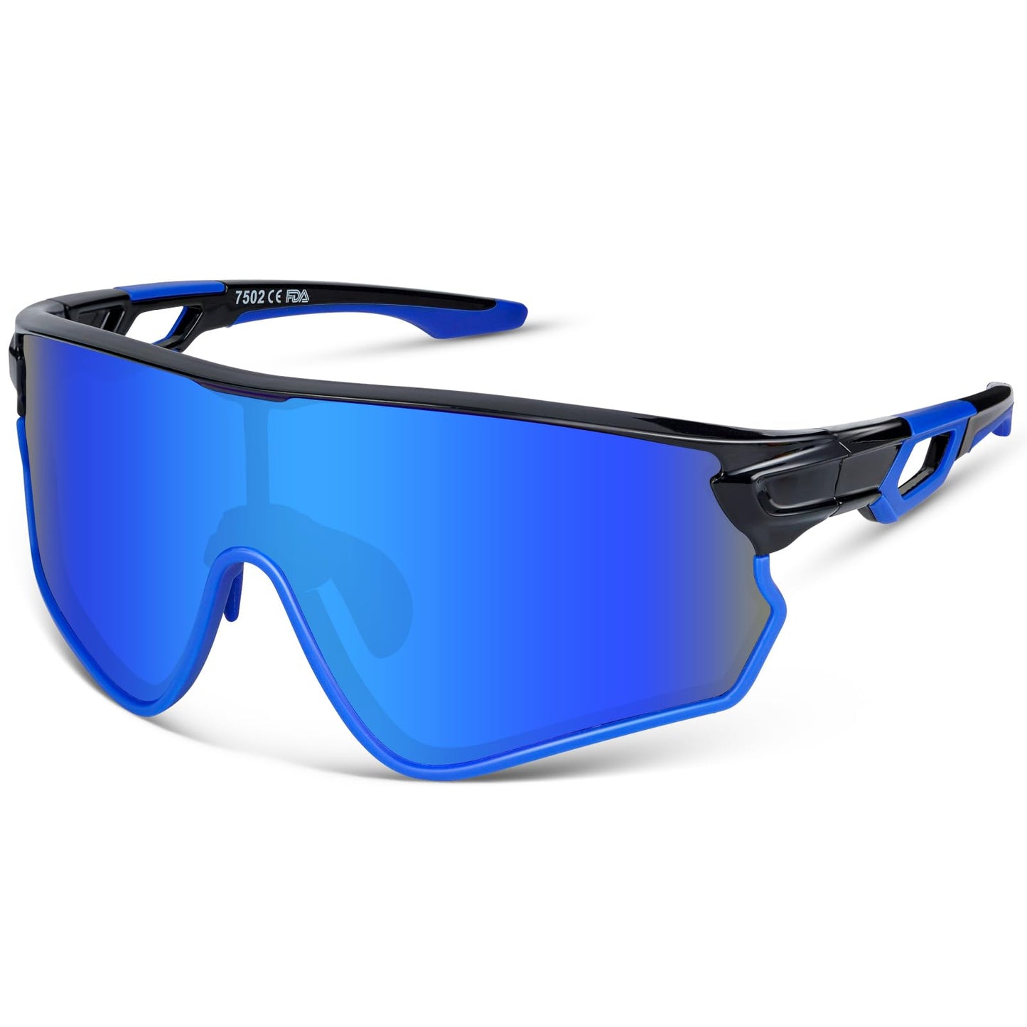 BEACOOL Polarized Sports Sunglasses for Men Women Running Baseball Cycling Driving Fishing Golf Motorcycle UV400 Sun Glasses (Full Frame, GlossyBlack Blue)