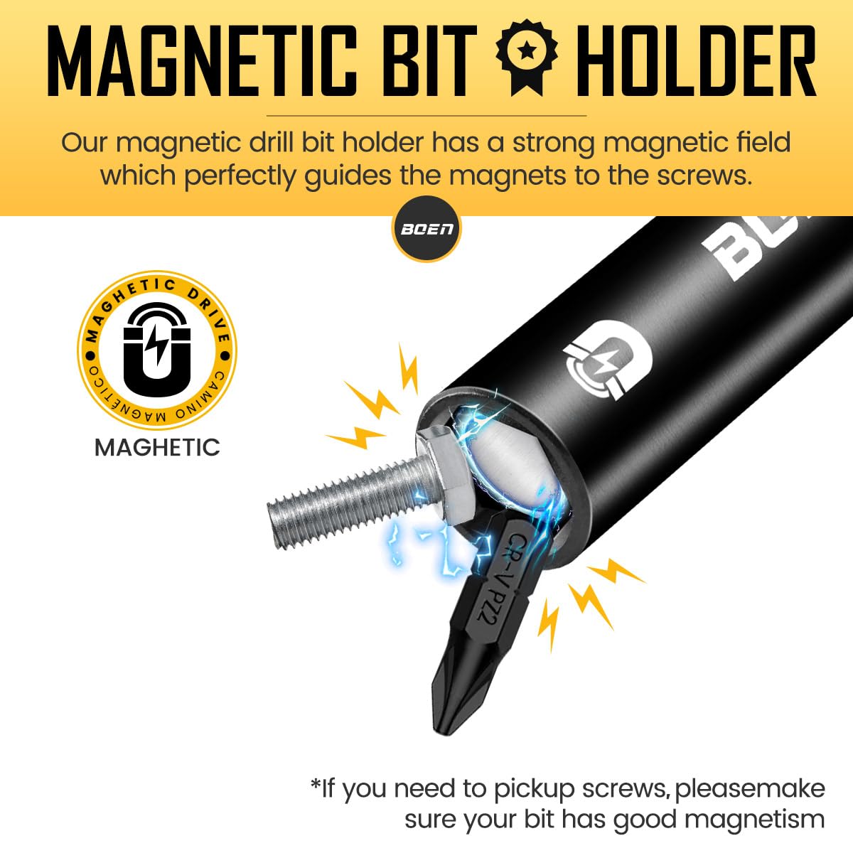 BOEN Impact Socket Adapter & Magnetic Bit Holder | 4 Pieces of 1/4-Inch Hex Shank Extension to 1/4", 3/8", and 1/2" Drive