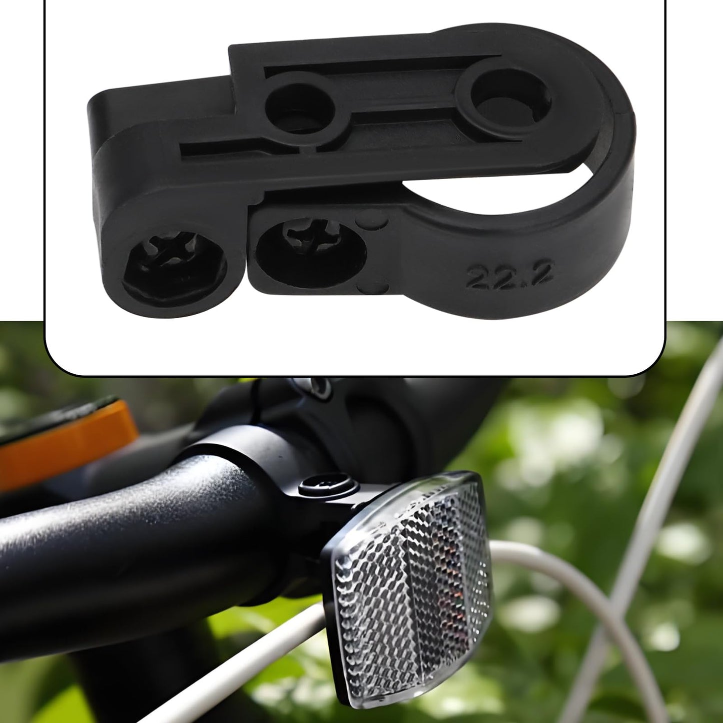 Create idea 4Pcs Bicycle Front and Rear Reflector Warning Reflector Black Plastic Bracket Seat Tube Bracket Diameter: 22.2mm 25.4mm 2 Each