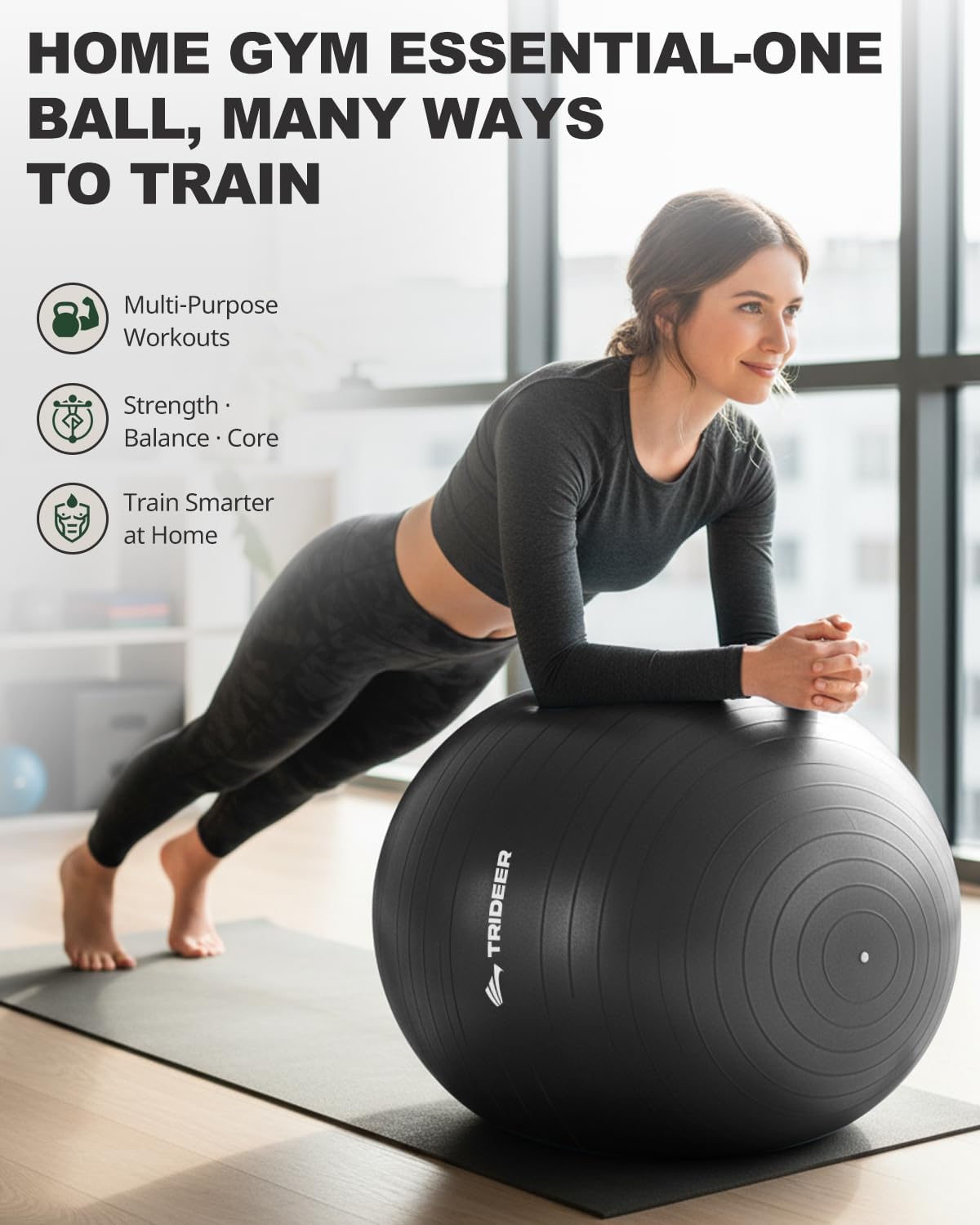 Trideer Exercise Ball - Stability Ball for Yoga, Pilates & Fitness | Core & Balance Training, 5 Sizes Available