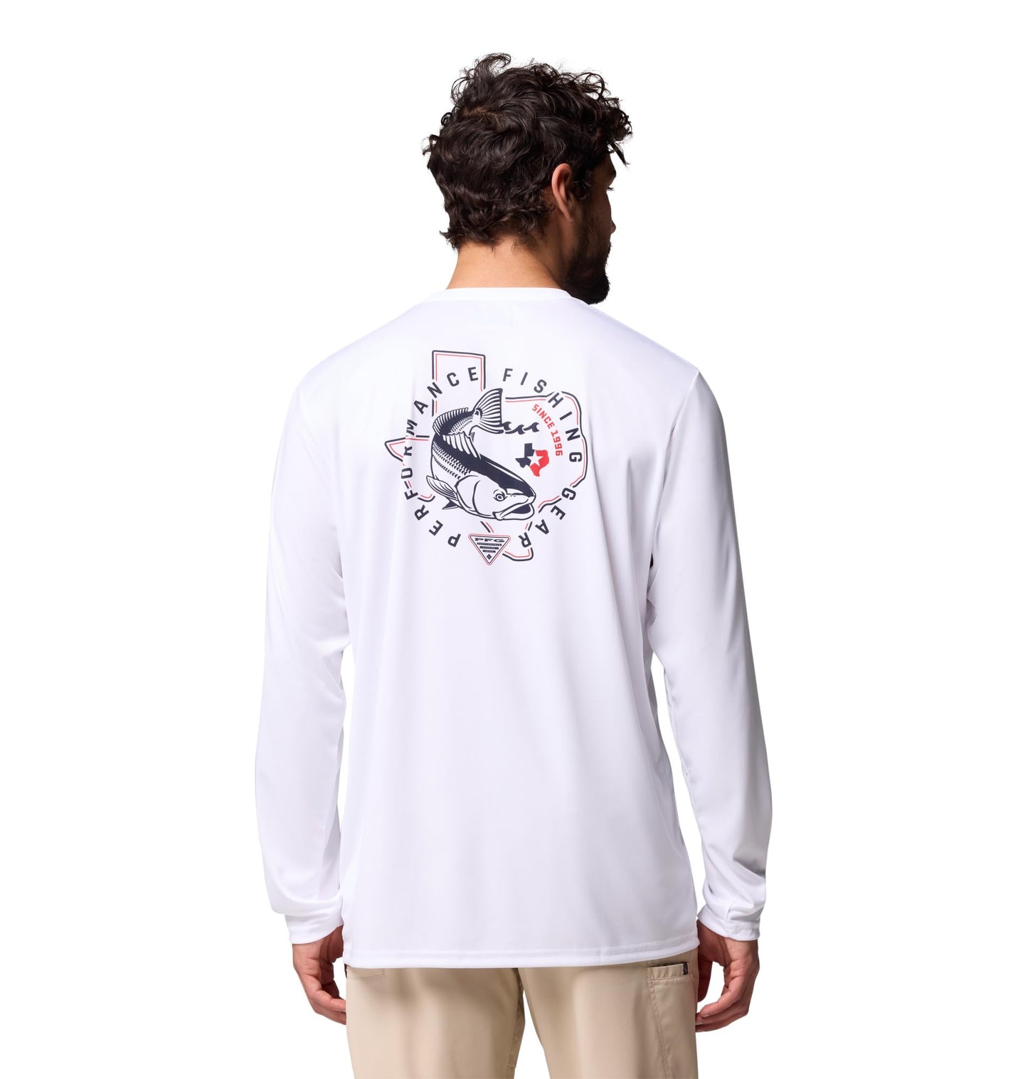 Columbia Men's Terminal Tackle PFG Statetriot Long Sleeve, White/Clean Line Pride TX Redfish, X-Large