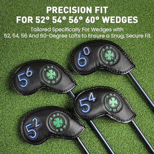 Amy Sport Black 4-Pack Wedge Golf Club Head Covers 52°-60° Protectors