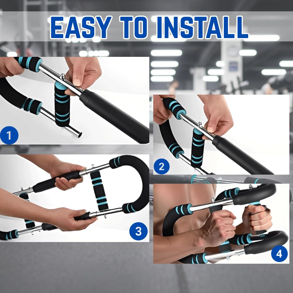 Livingstones Designs 5-in-1 Twister Arm Trainer with Bag, Gloves Pair, Bottle & Hand Gripper, Adjustable Chest Workout Equipment, Arm Trainer for Men, Chest Trainer for Men, Shoulder Muscle Training