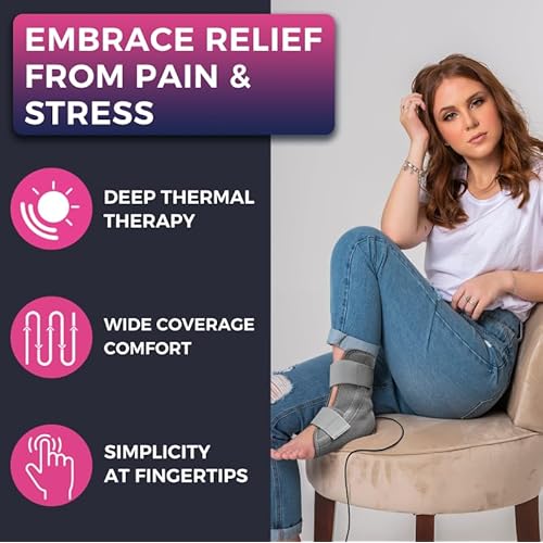 CREATRILL Foot Heating Pad for Ankle Pain, Achilles Tendonitis and Plantar Fasciitis Relief, Electric Ankle Warmer Wraps