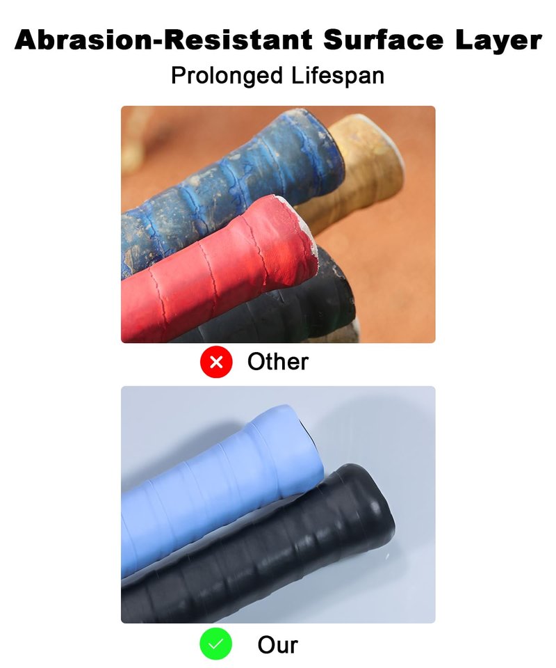 KUZAW 10 Pack Tennis Racket Grip Tape - Tacky Overgrip Non-Slip Sweat-Absorbing Cushion Wrap for Tennis, Pickleball, Padel Rackets, Golf, Baseball, Bat, Universal Grip Tape (5X Black+5X White)
