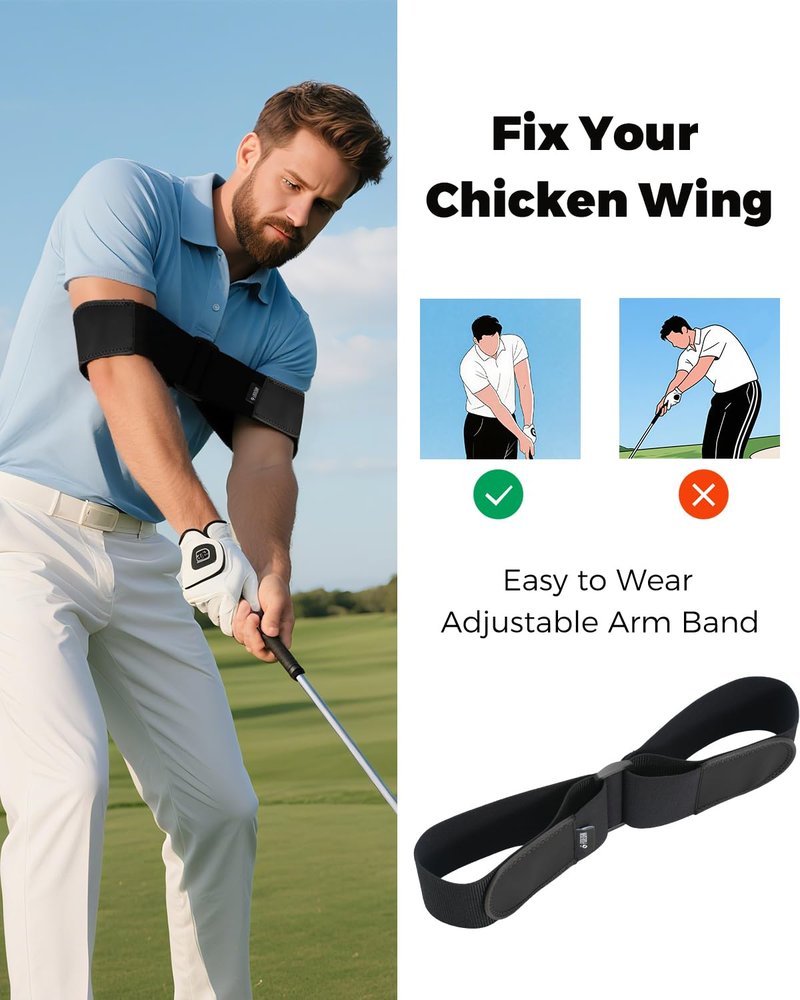 FODESAN Adjustable Golf Swing Trainer Arm Band – 2026 Essential Golf Accessories for Golfers – Innovative Arm Connection Aid with Strong Restraining Power to Fix Chicken Wing & Improve Swing Stability