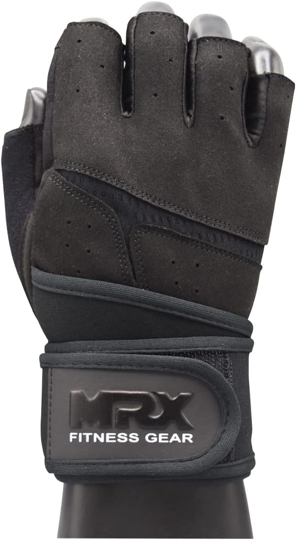 MRX Weightlifting Gloves - Men's Fingerless Workout Gloves with Wrist Support | Ideal for Powerlifting & Gym Use