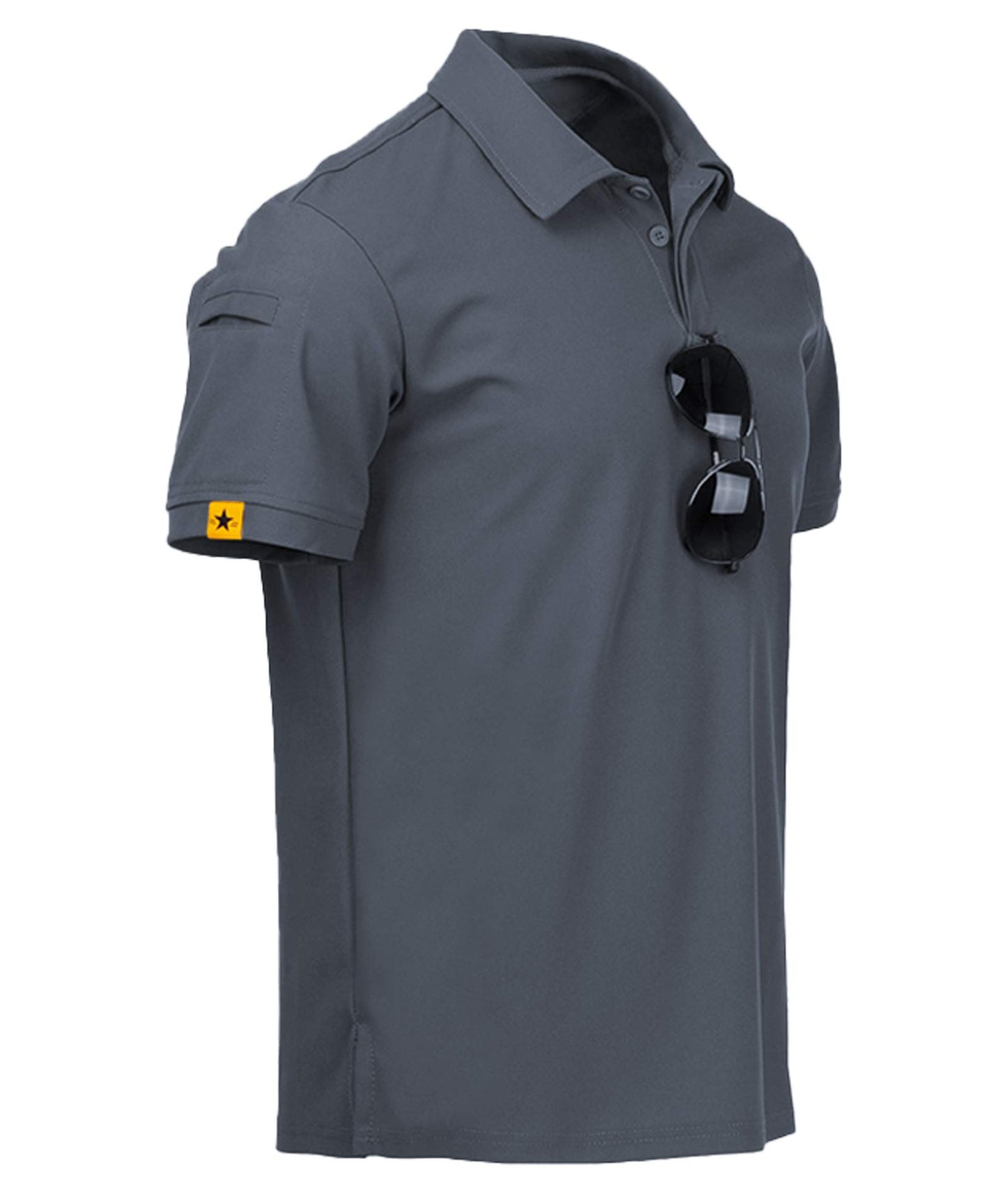 ZITY Mens Polo Shirt Short Sleeve Sports Tactical T-Shirt Athletic Golf Polos Daily Casual Stylish Collared Shirts for Men Grey Large