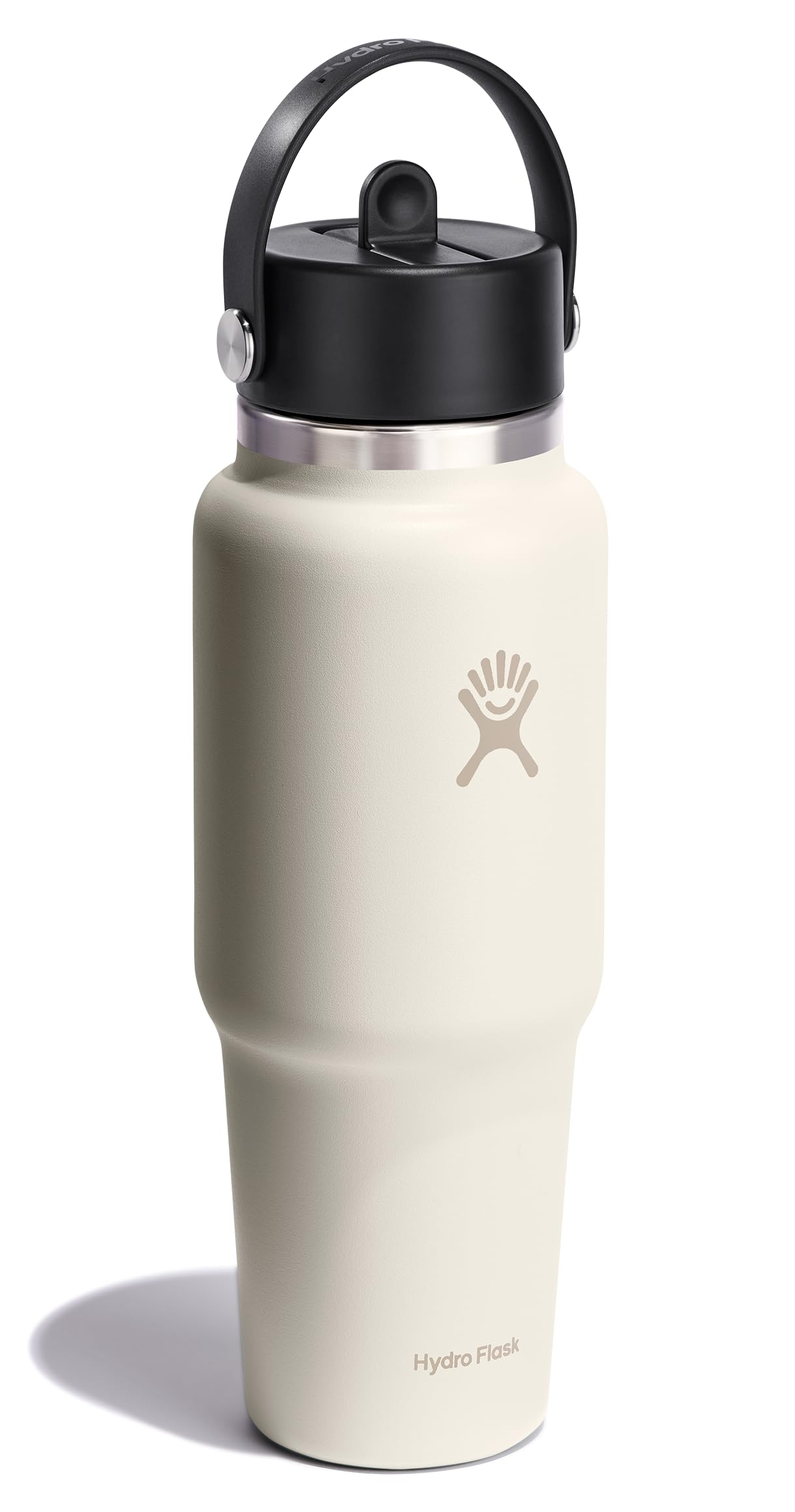 Hydro Flask Travel Water Bottle - Insulated Stainless Steel - Wide Straw Lid, Non Spill, Leakproof in 32 Oz Ivory