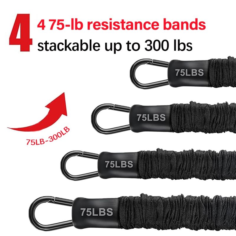 Pull Up Assistance Bands, Heavy Duty Resistance Bands for Pull Up Bar, 75-300lbs Adjustable Assist Bands with 5 Loop Bands & Cooling Towel, Home Gym Fitness for Men Women