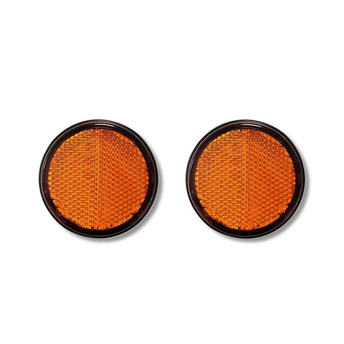 BAR Stick-on Round Reflectors - Safety Spoke Reflective Quick Mount Custom Accessories Adhesive Reflector for Mailboxes, Stakes, Houses, Cars, Trailer, Trucks, Bicycle (Amber-D:2.36*H:0.55inch, 2Pcs)