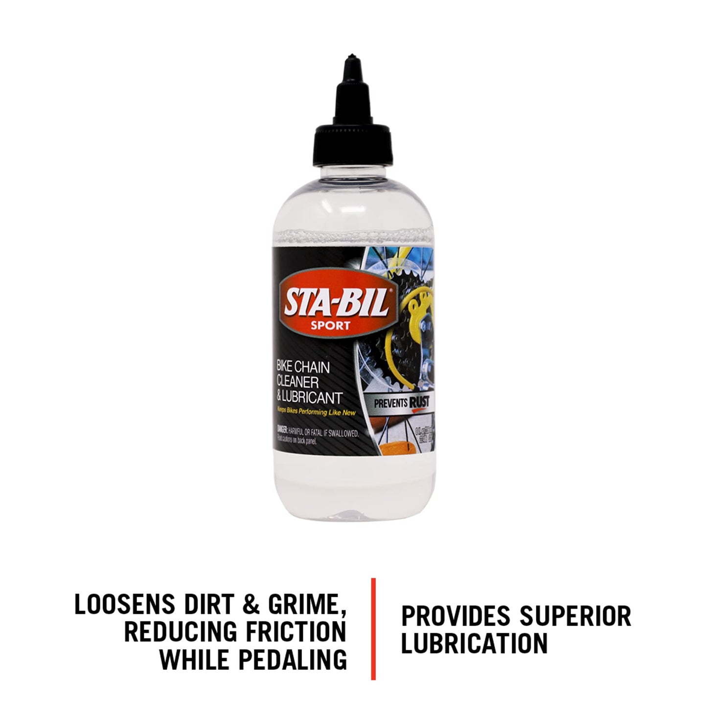 STA-BIL SPORT Bike Chain Cleaner & Lubricant - Prevents Rust on Chains, Cables, and Derailleurs, Premium Lubricant, Easy to Apply, Preserves Bike Chains, 8oz (22406)