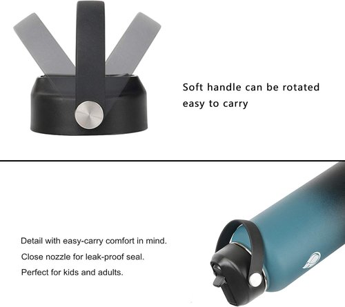 Hydro Flask Straw Lid - Flexible Handle for Wide Mouth Water Bottles | Fits 12-64 oz Sizes