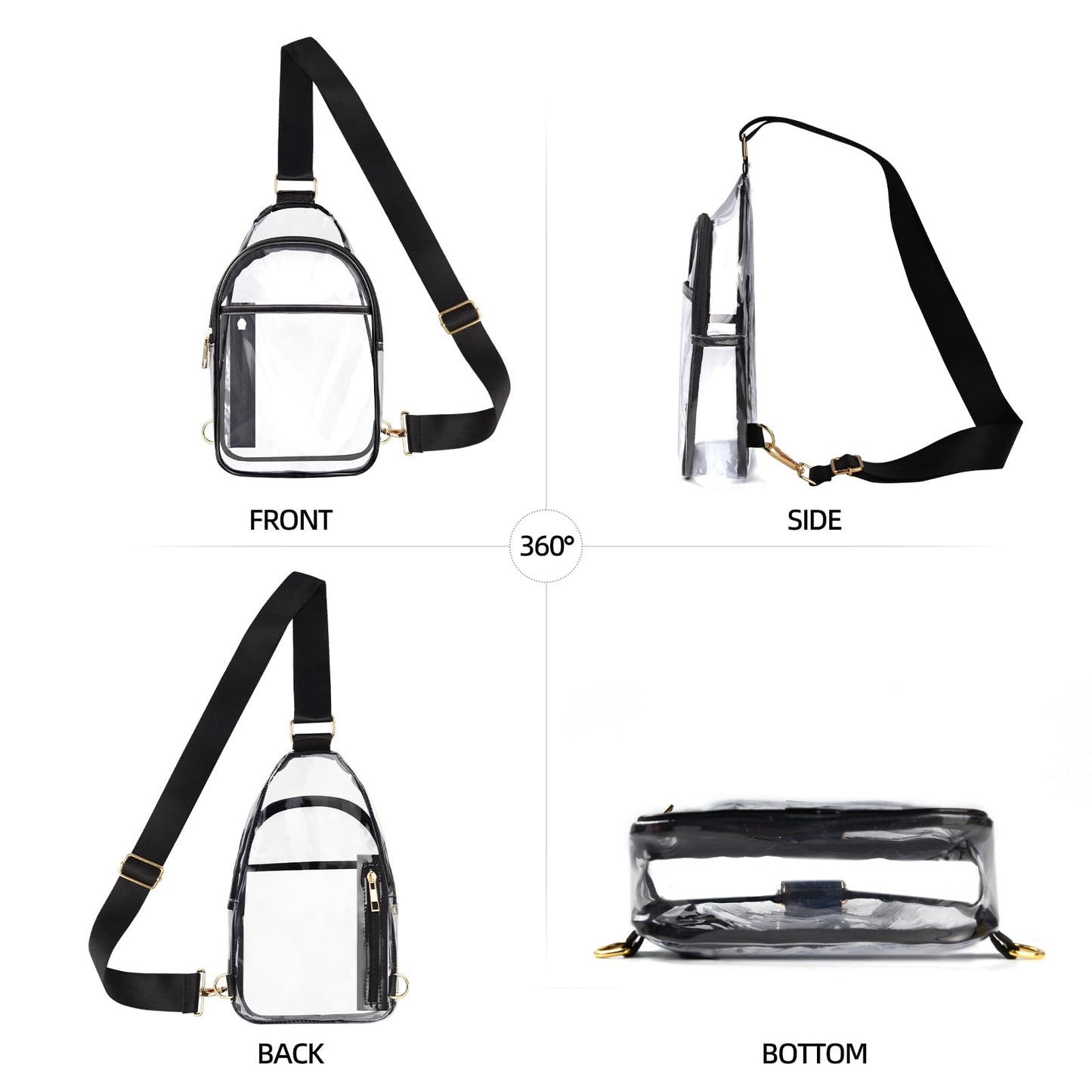 Aodotx Clear Bag for Stadium Events, Clear Crossbody Bags for Women Men with Adjustable Strap for Sport Concert