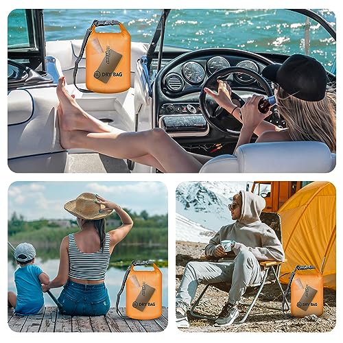 Zanhour 5L Waterproof Dry Bag Roll Top - Transparent Orange Kayak/Travel Bag