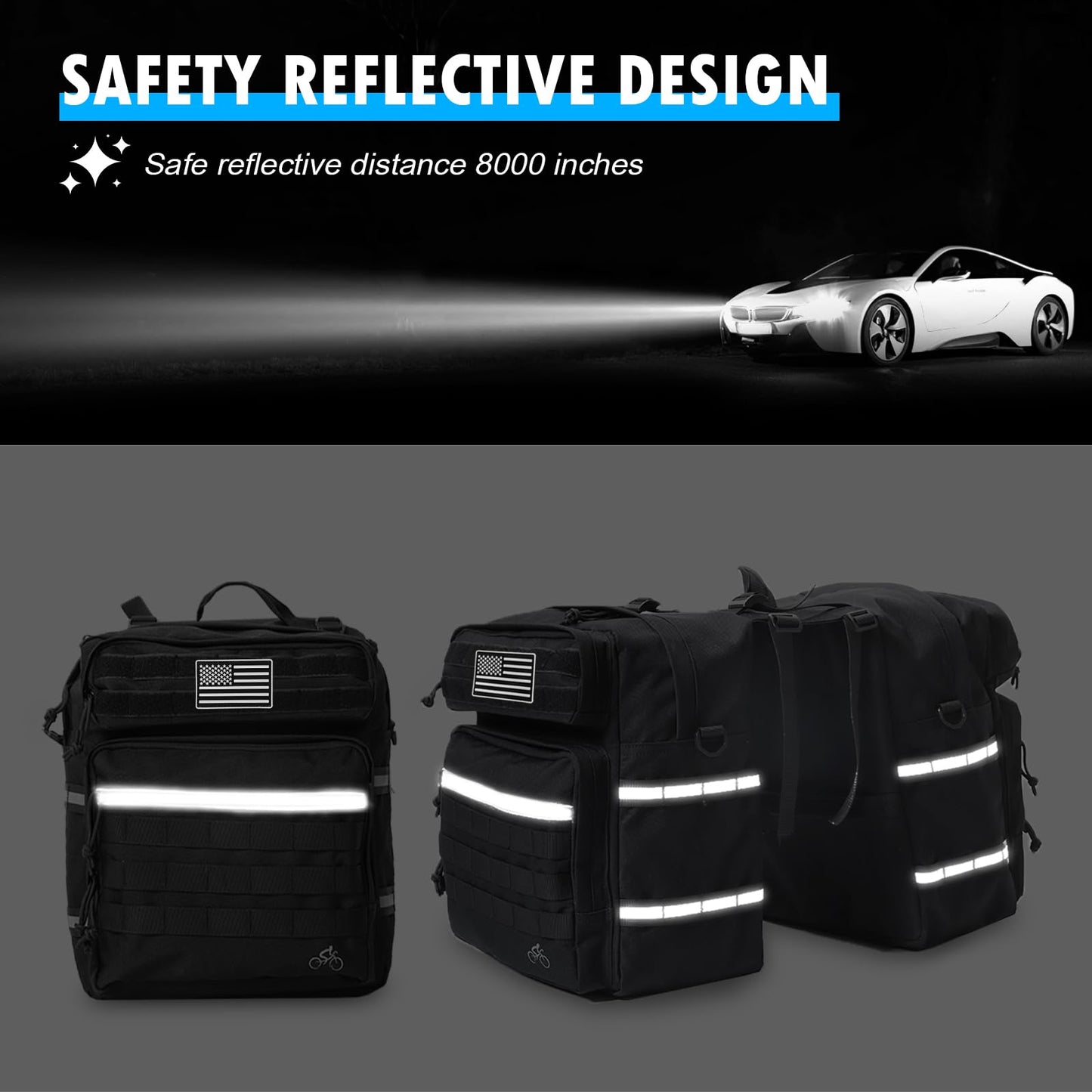 AIWARGOD 50L Bike Panniers, Large Bicycle Rear Rack Bag, Waterproof Ebike Storage Saddle Bag with Rain Cover, Mountain Electric Bike Rear Seat Bag Carrier for Cycling Traveling Commuting